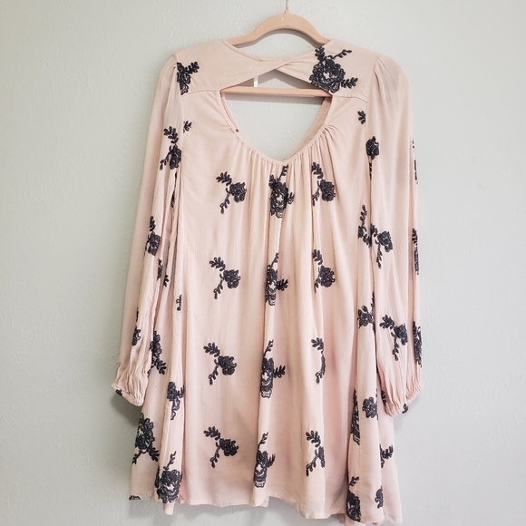 Free People Emma Embroidered Swing Dress in Light Pink - Picture 9 of 16